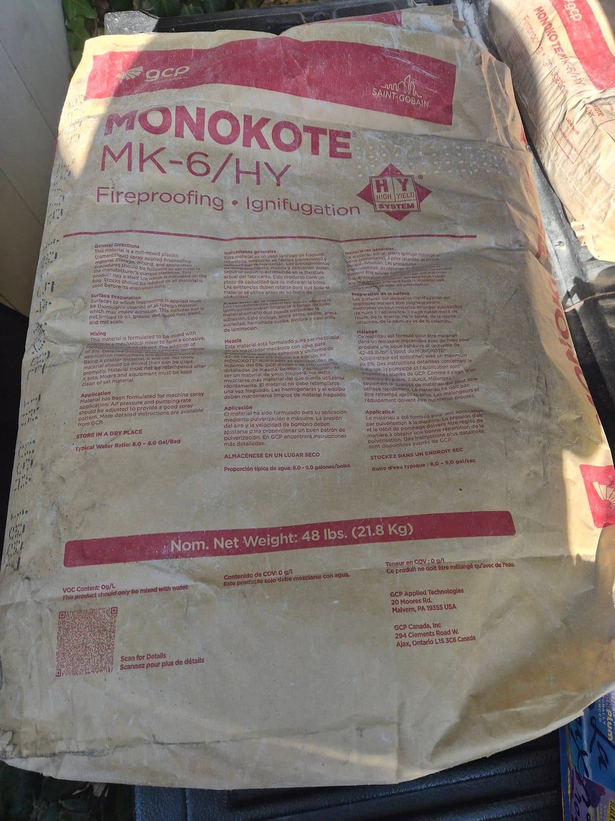 GCP Monokote MK-6/HY Fireproofing Bag