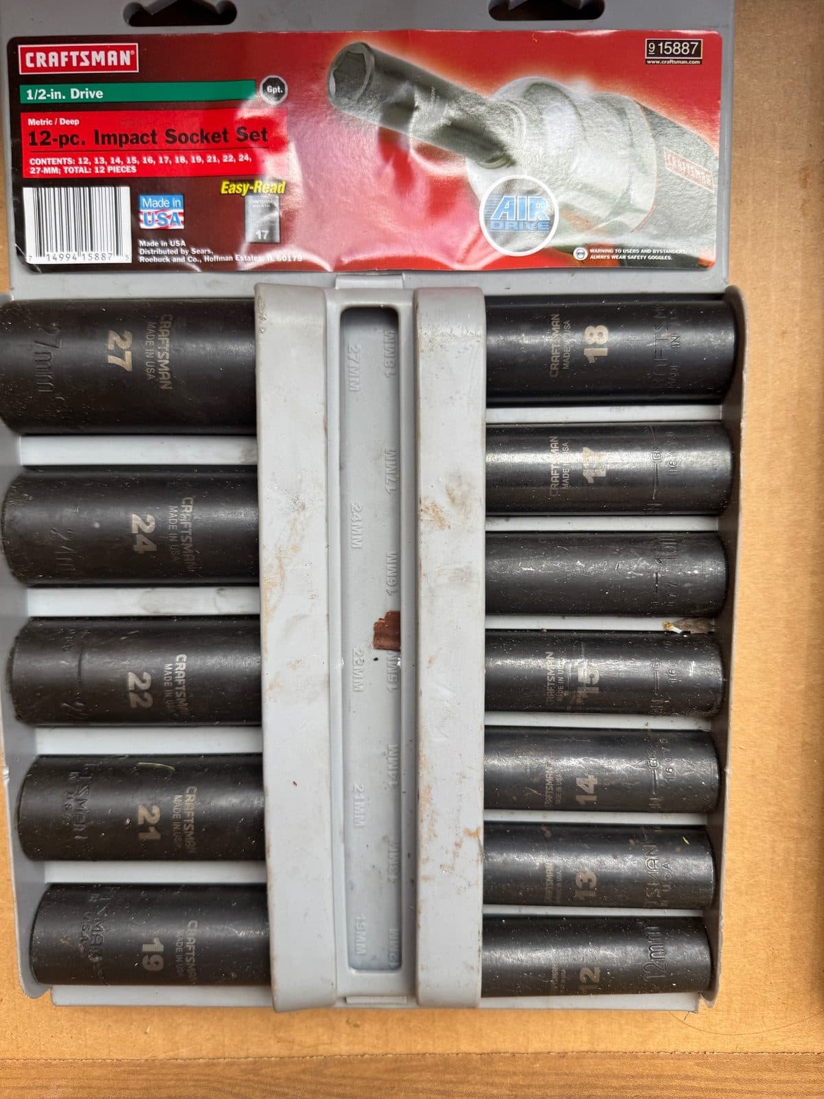 Craftsman 1/2" Drive 12-Pc Metric Impact Socket Set — Made in USA