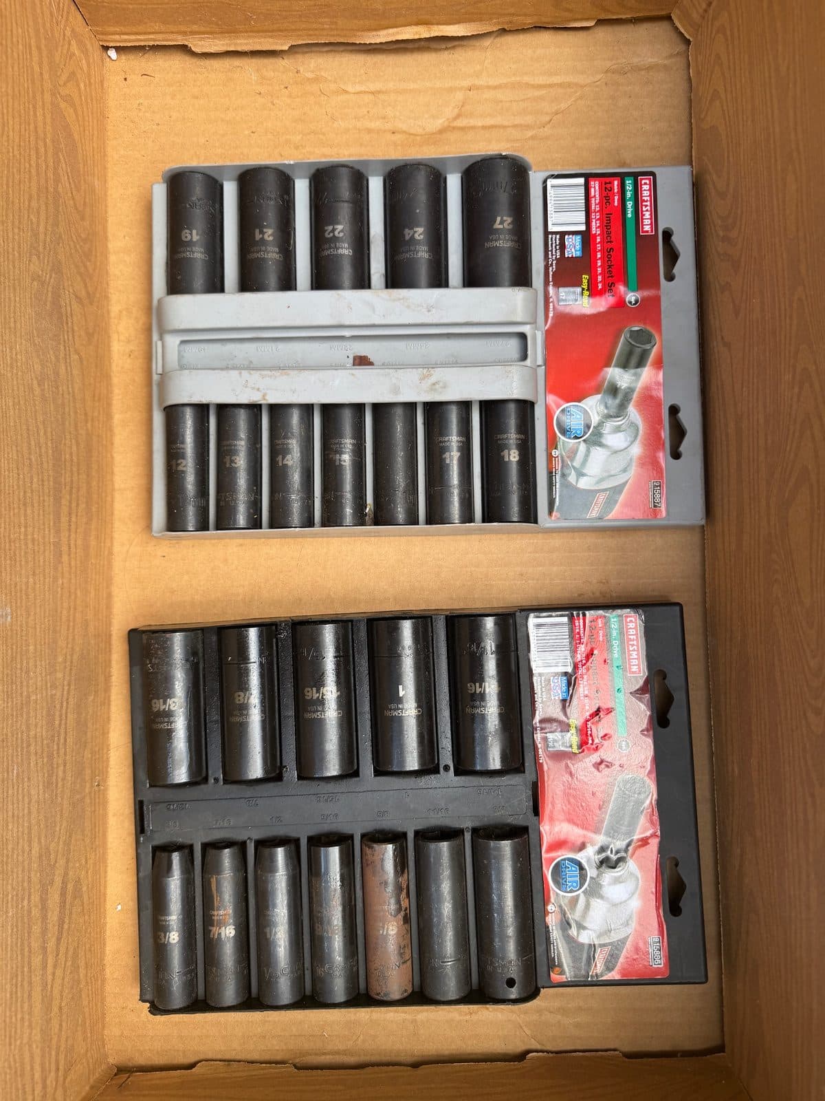 Craftsman 1/2" Drive 24-Pc Impact Socket Set SAE + Metric Combo Lot — Made in USA