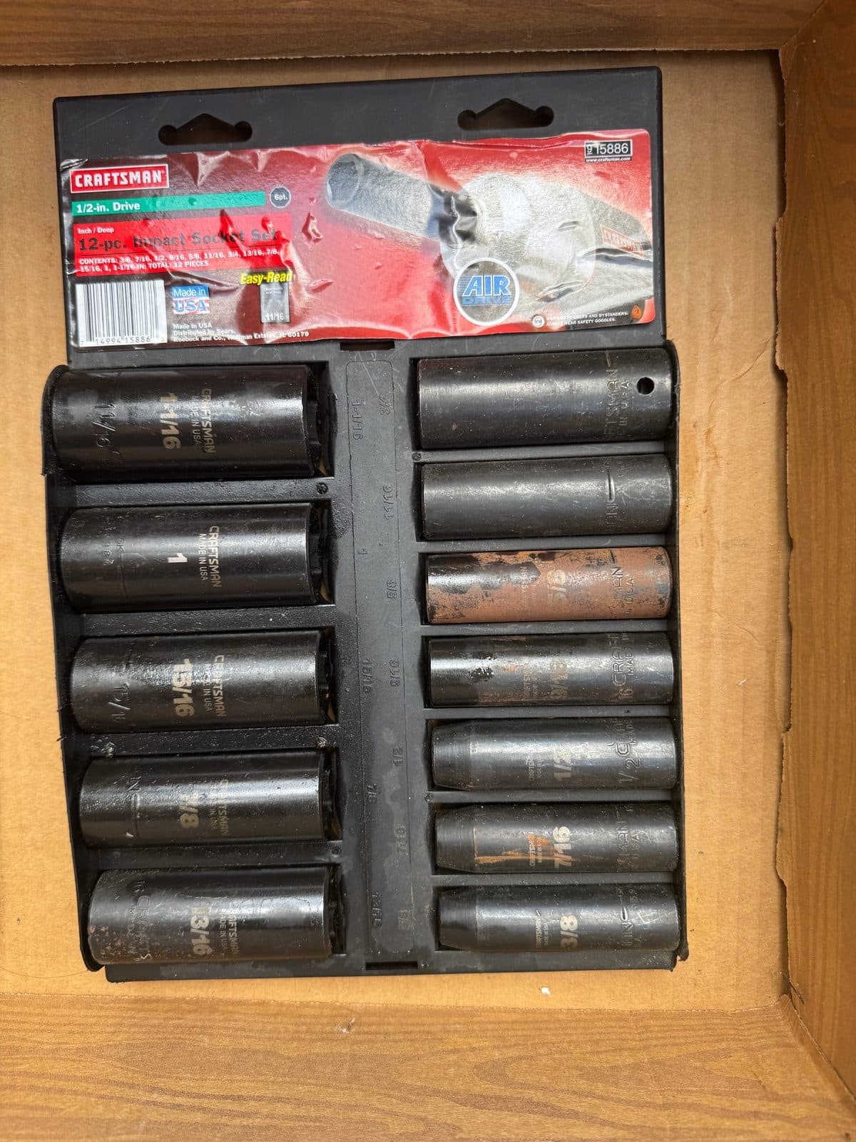 Craftsman 1/2" Drive 24-Pc Impact Socket Set SAE + Metric Combo Lot — Made in USA 3