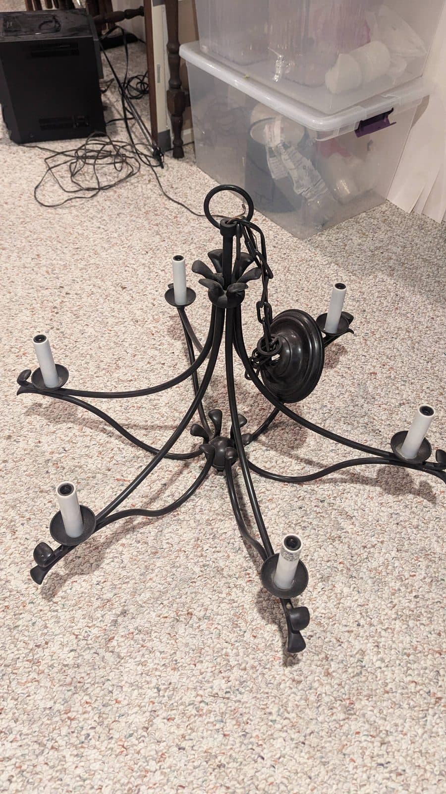 Elegant 8-Light Black Metal Chandelier – Vintage Ceiling Fixture