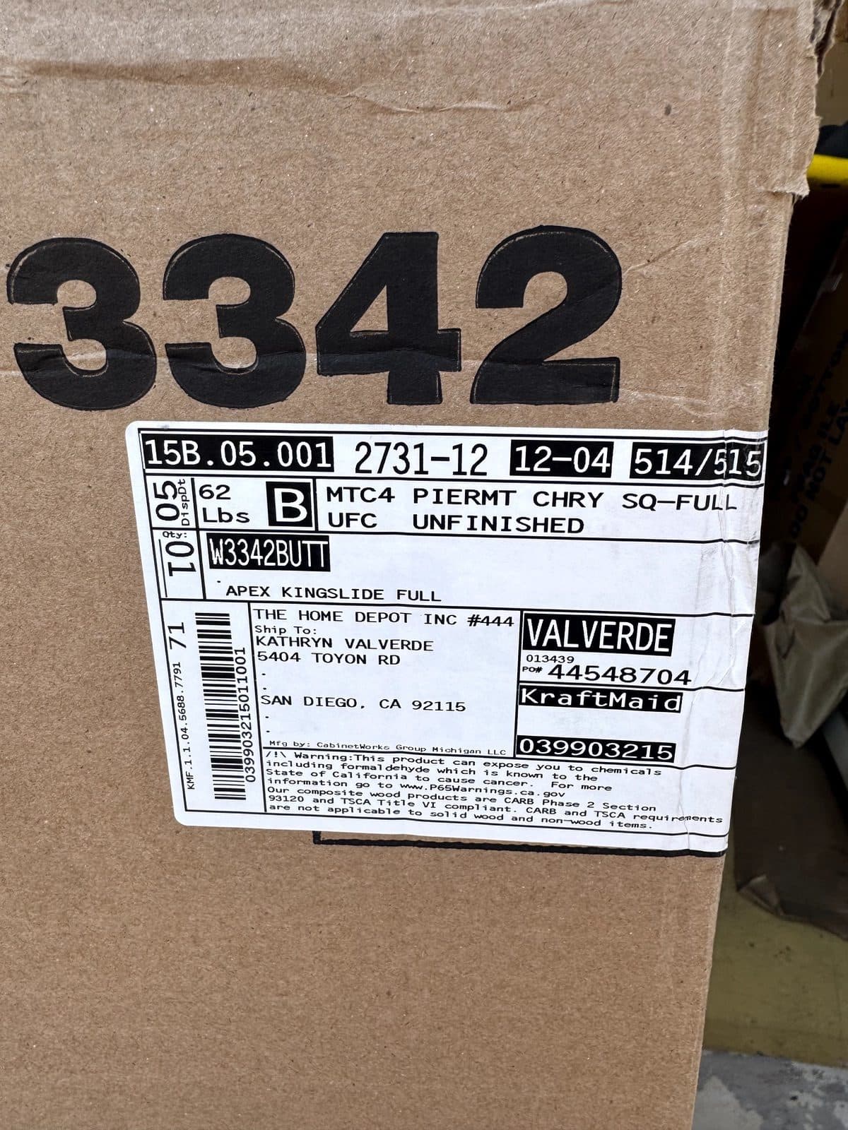 Kraftmaid Unstained Cherry Wall Cabinets - New in Box - 3 available.  Were $700 each cabinet 3