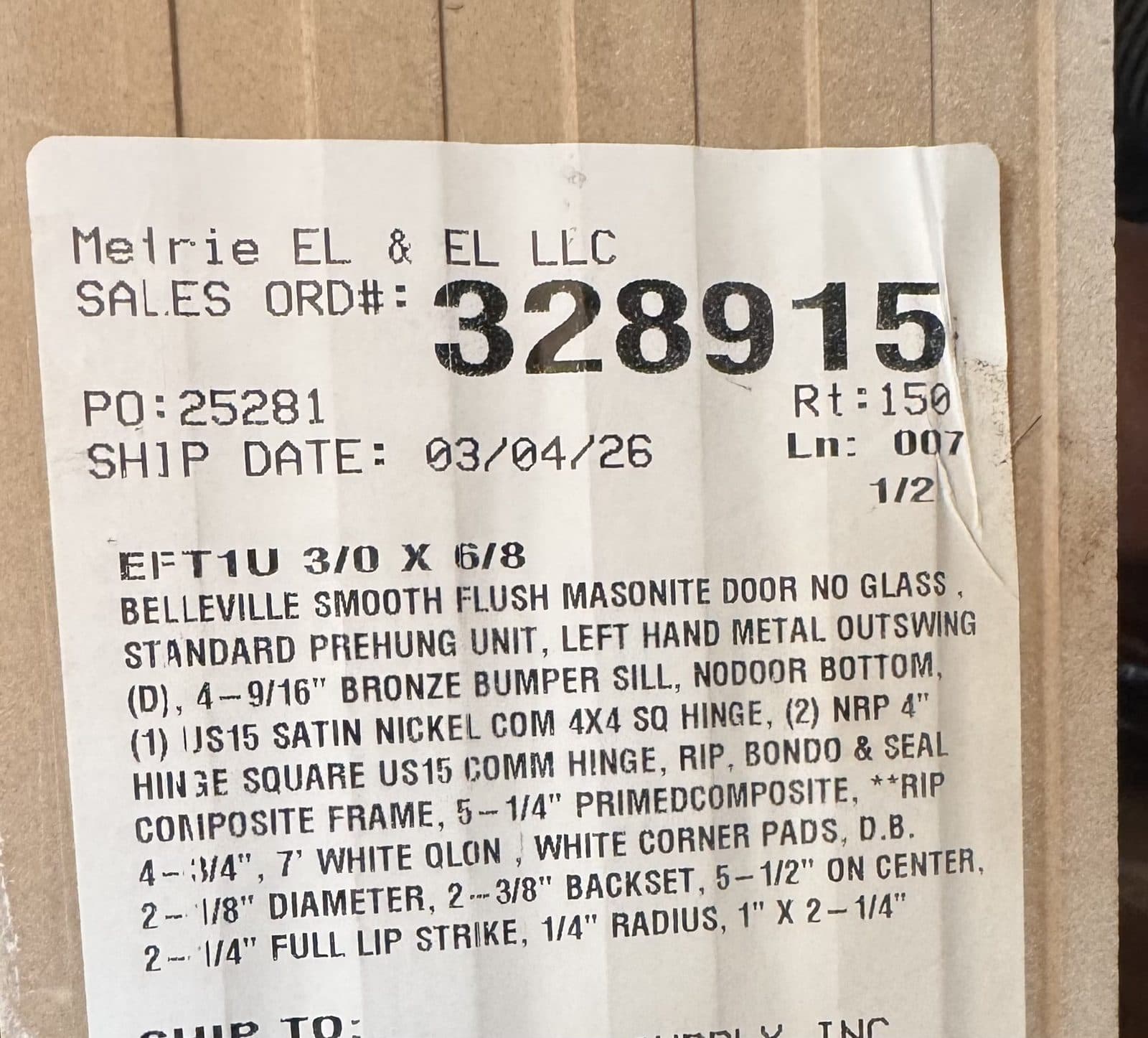 Prehung exterior door 4