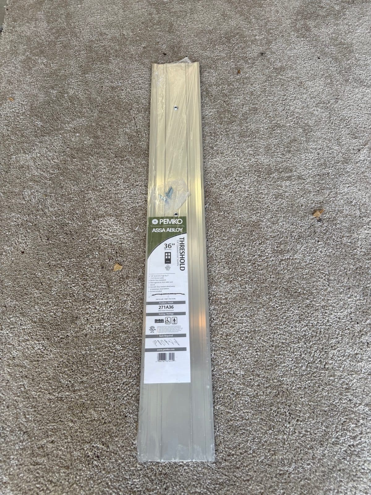 36” Aluminum threshold