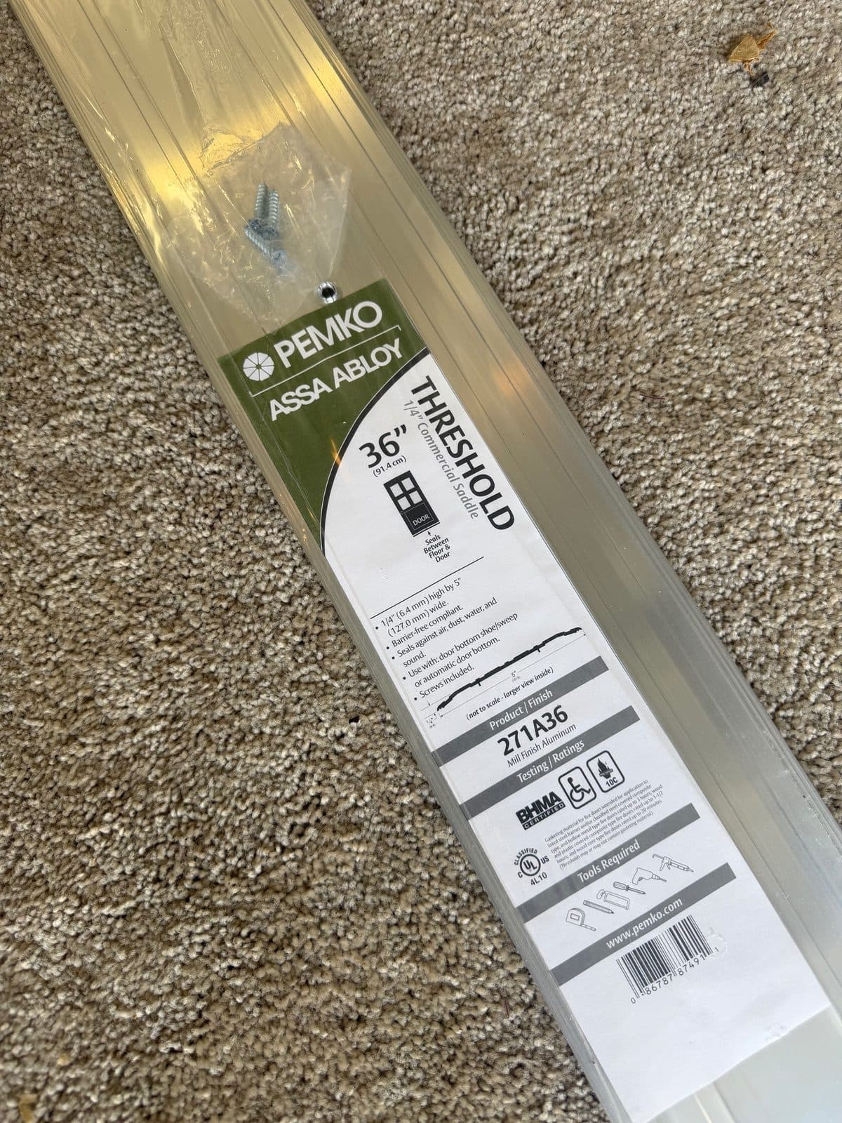 36” Aluminum threshold 2