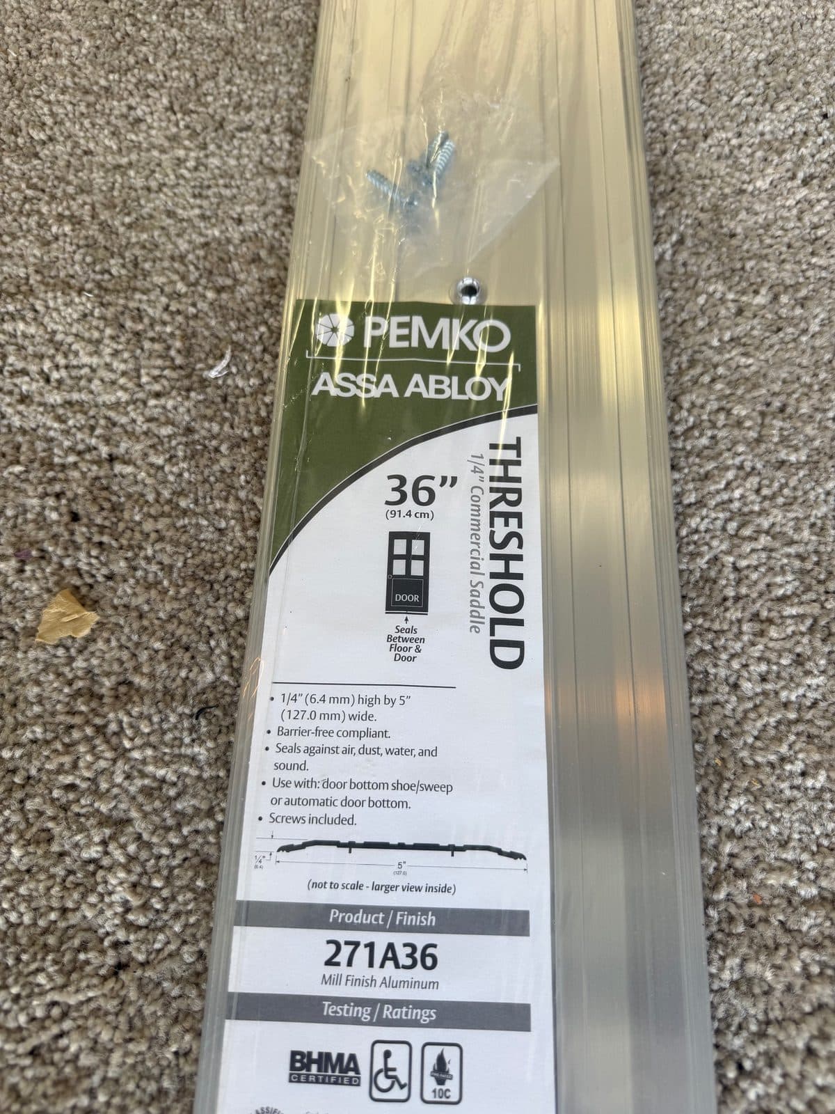 36” Aluminum threshold 4