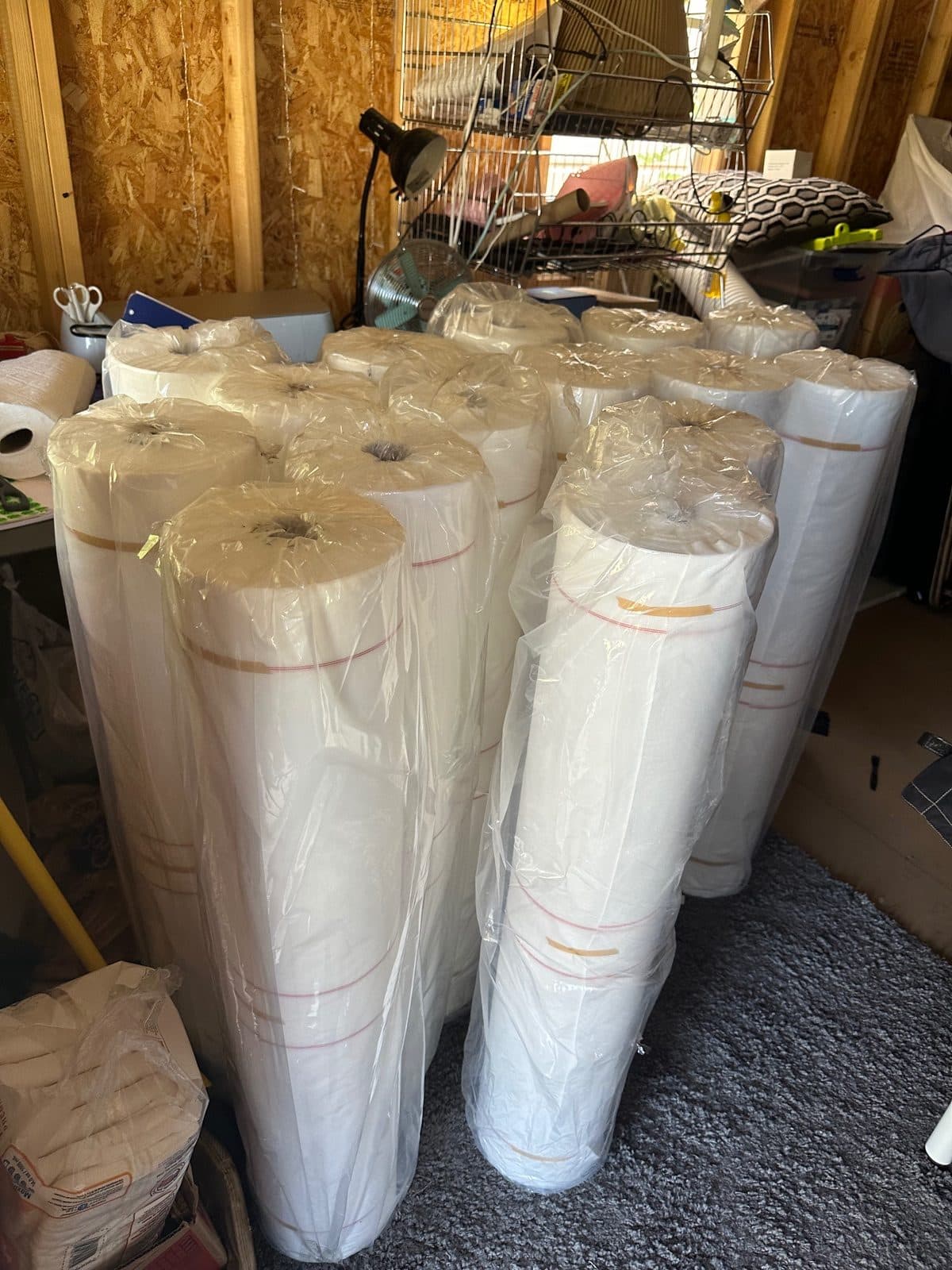 15 new rolls of 40”x324ft polyester roofing fabric  2