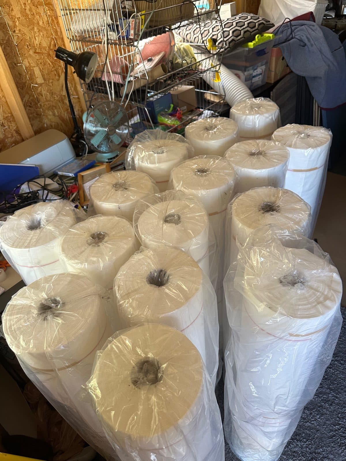 15 new rolls of 40”x324ft polyester roofing fabric  3