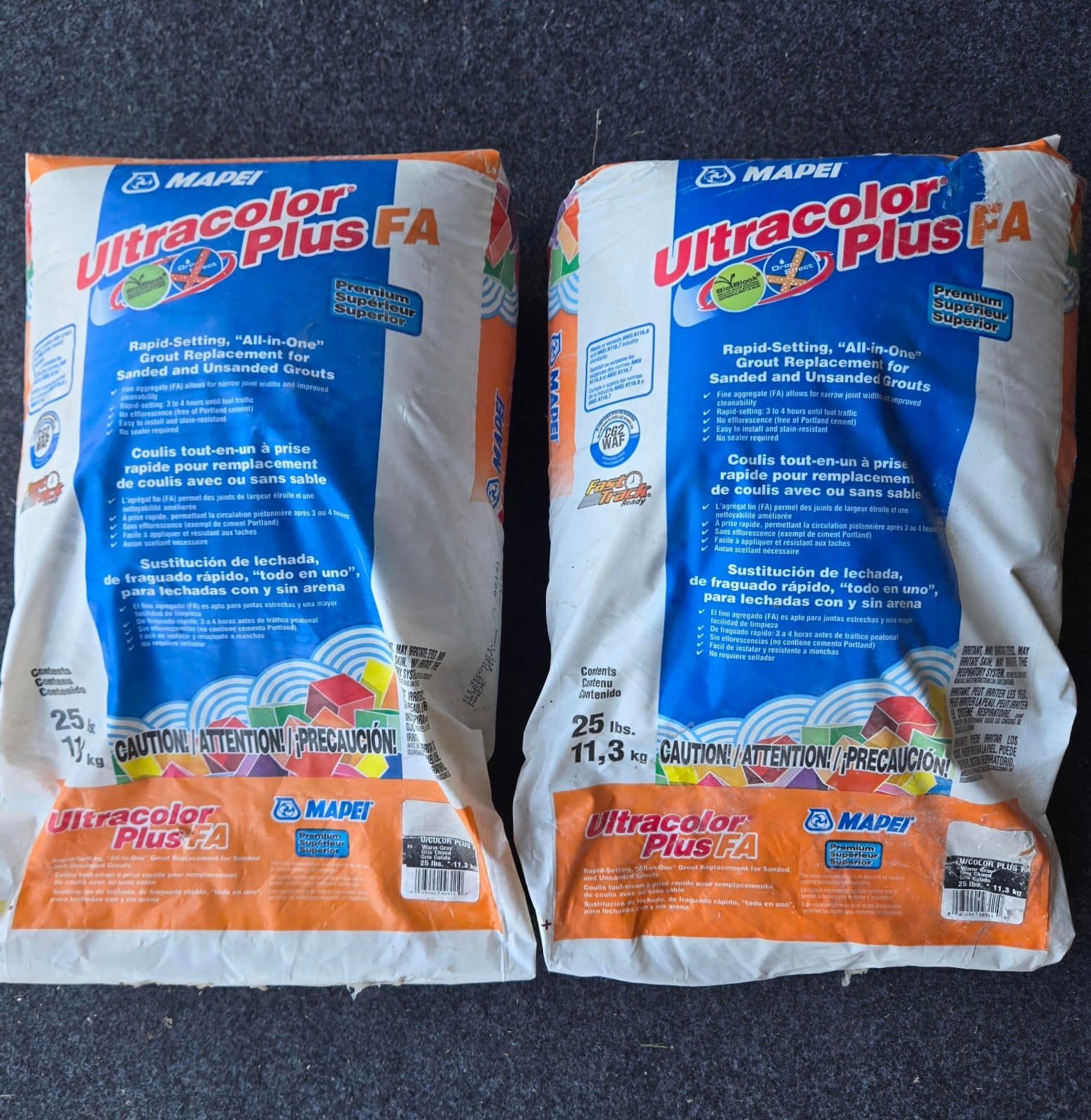 MAPEI Ultracolor Plus FA ultra-premium, fast-setting, "all-in-one" sanded grout. 