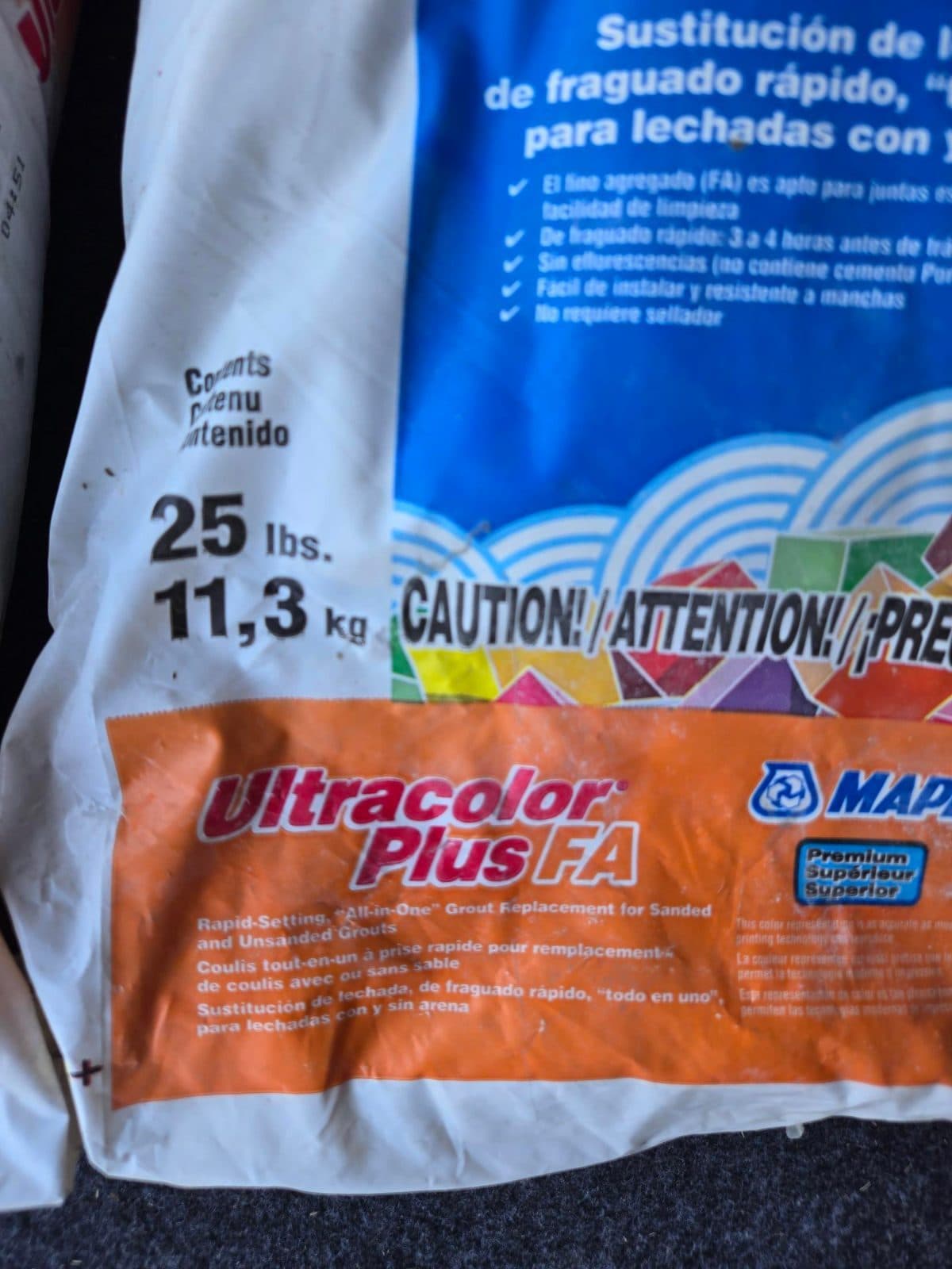 MAPEI Ultracolor Plus FA ultra-premium, fast-setting, "all-in-one" sanded grout.  2