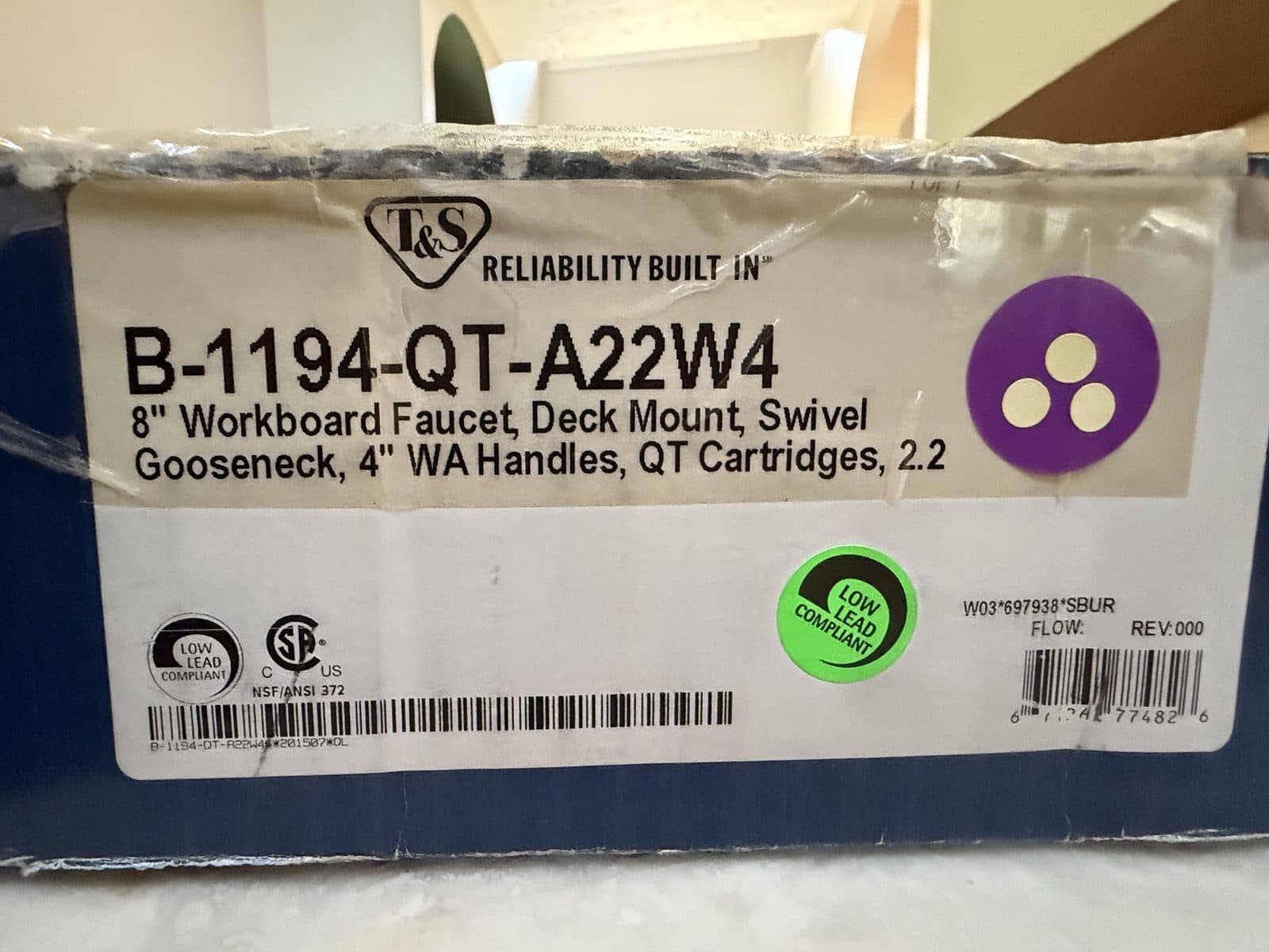 T&S Brass B-1194-QT-A22W4 Commercial Workboard Faucet – NEW Open Box 2
