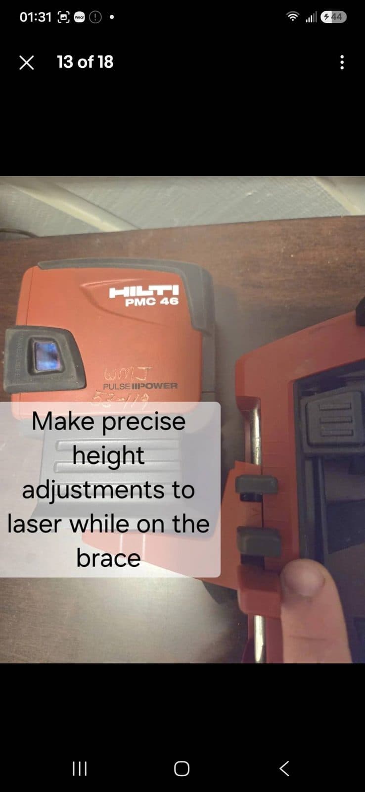 Hilti PMC46 Crossbeam Laser w/ Tripod, Mounting Brace, Manual, & Hard Case 5