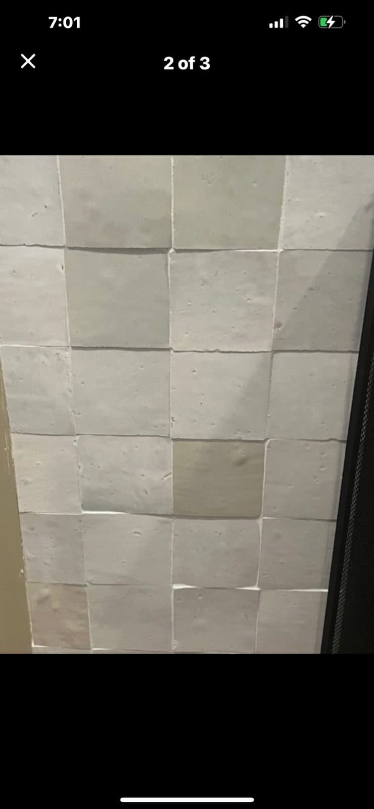 Moroccan handmade Zellige tile in Snow White 2