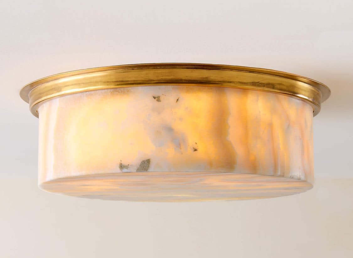 CB2 Natalia Onyx & Aged Brass Flush Mount Light – New / Never Installed 2