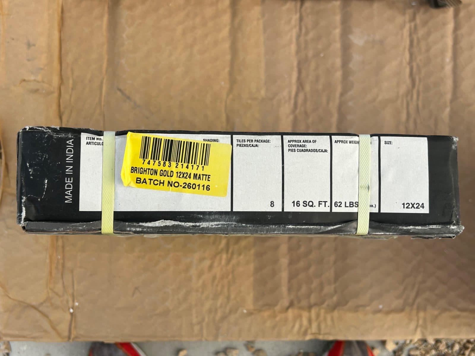 MSI Brighton Gold 12" x 24" Matte Porcelain Tile – 18 Sq Ft – New 3