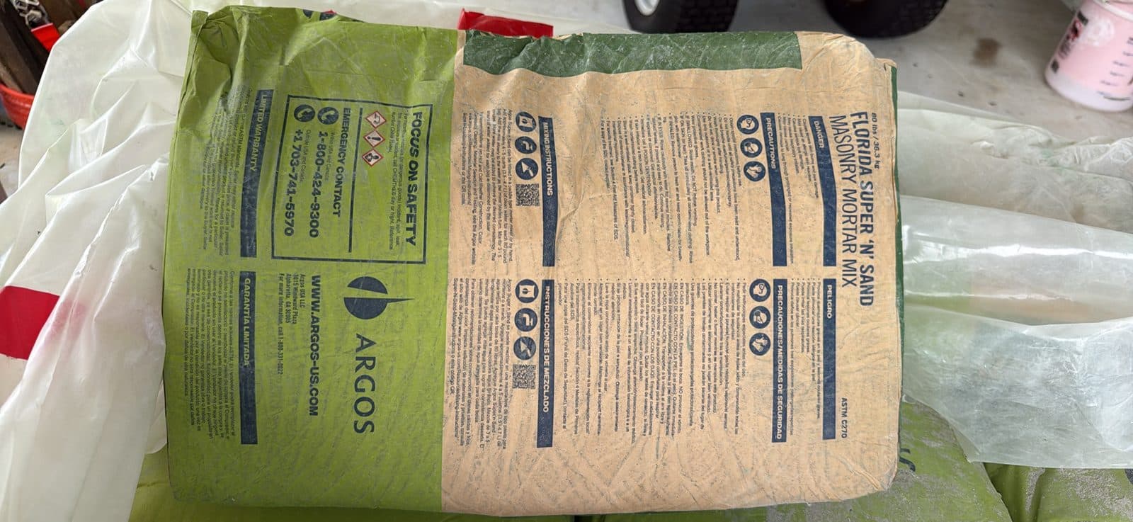 Argos Florida Super N Sand Masonry Mortar Mix 80lb bags 3