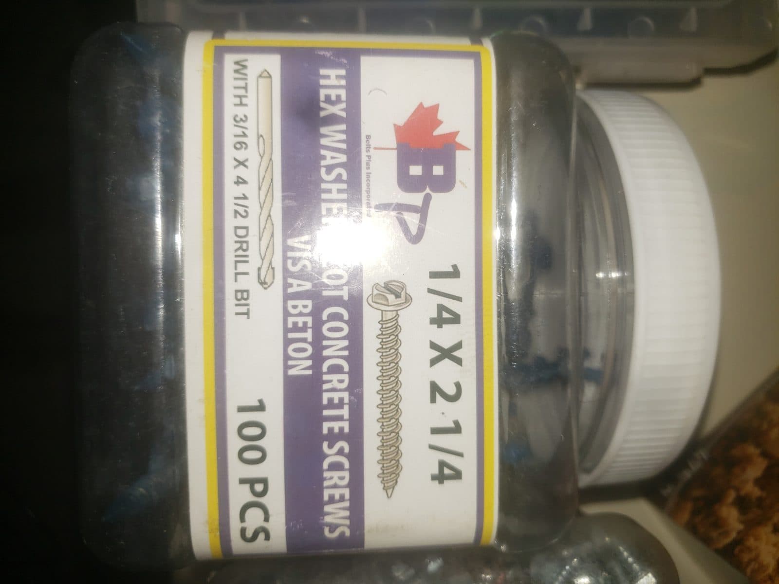 100 x 1/4" x 2 1/4" concrete screws (tapcons)