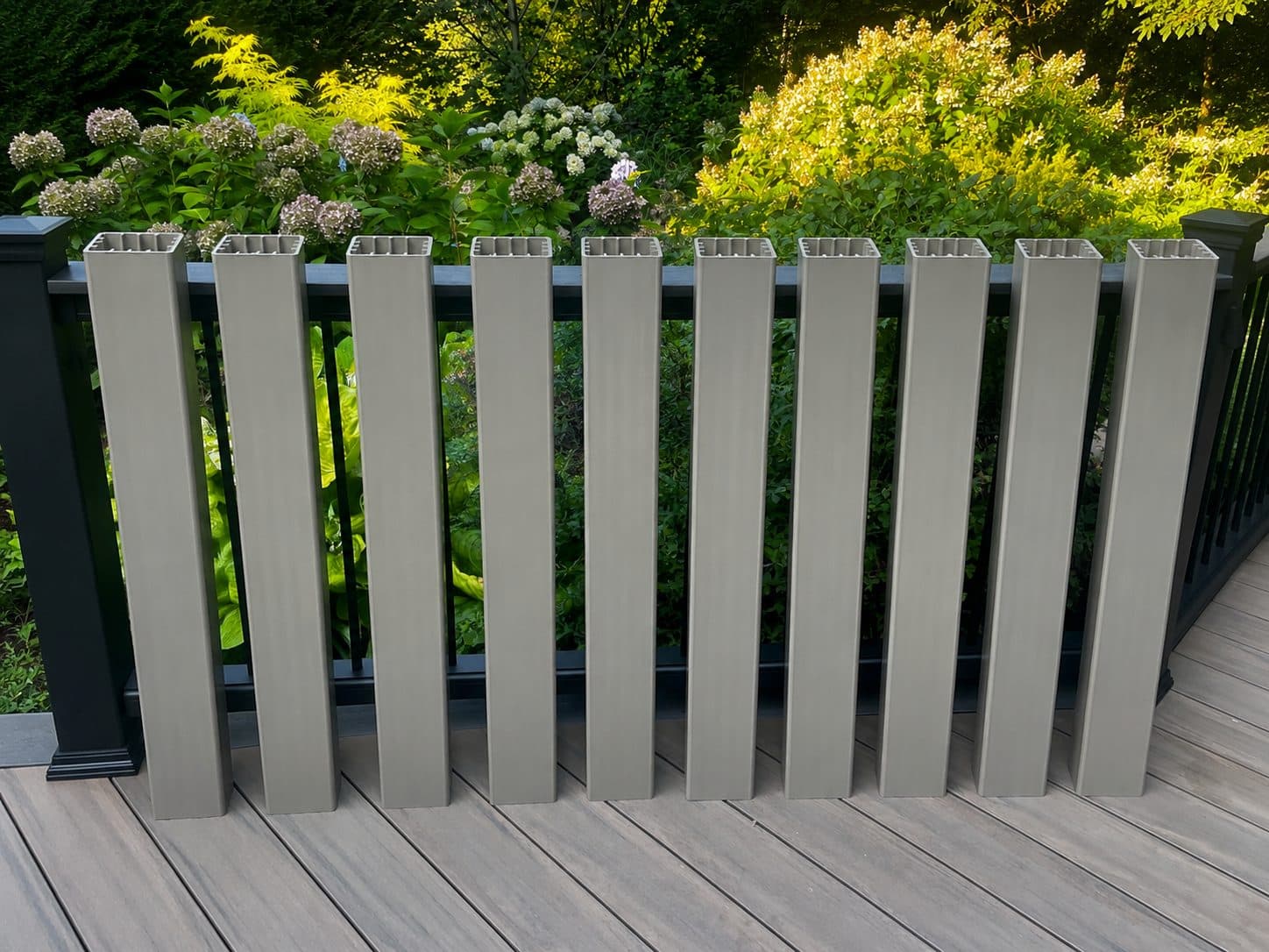 Timber tech Radiance Rail 42” post sleeve. Brownstone 5 by 5