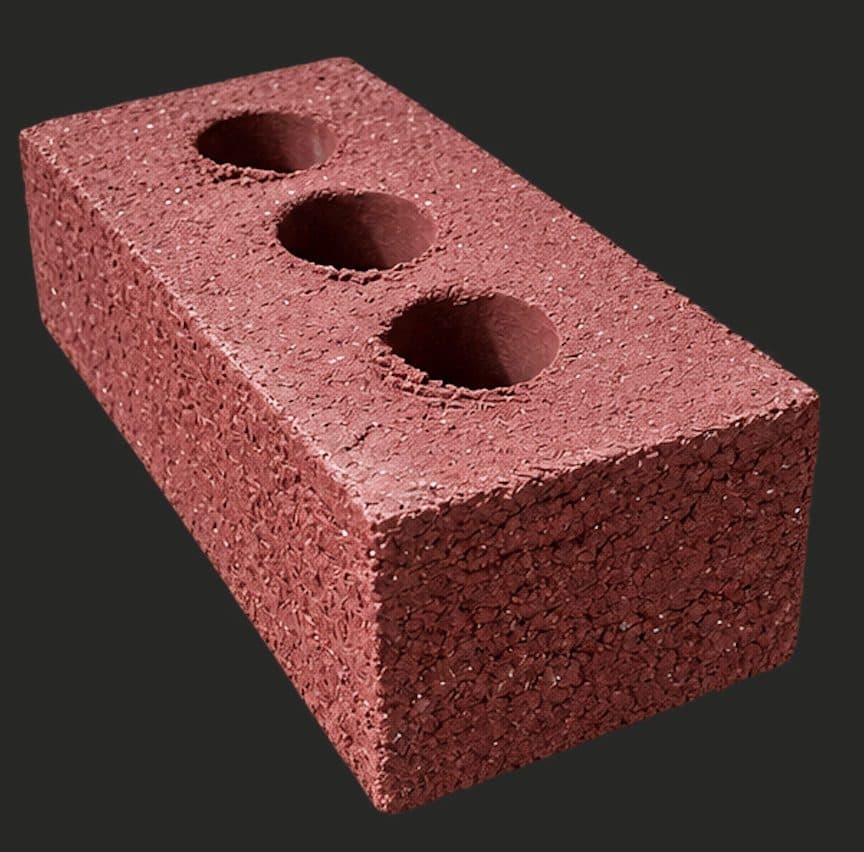 Early-20th-century machine-made, three-core red clay common brick