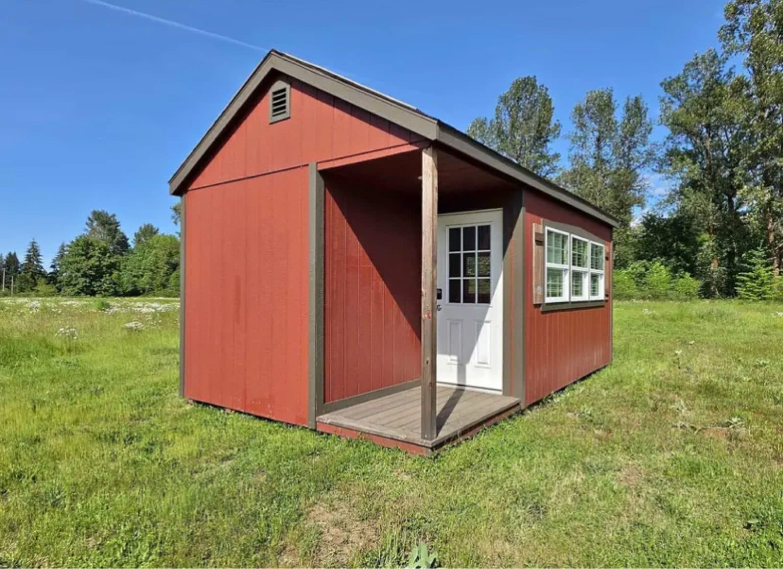Finished out 12x20 shed made into an office building with electrical