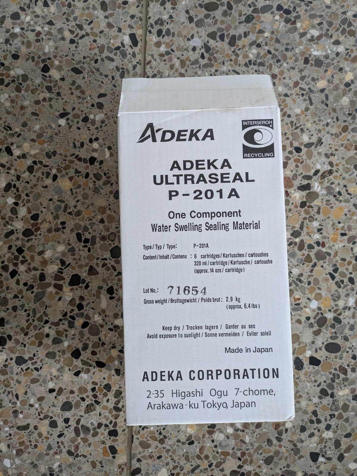 Adeka Ultraseal P-201A Water Swelling Sealing Material 3