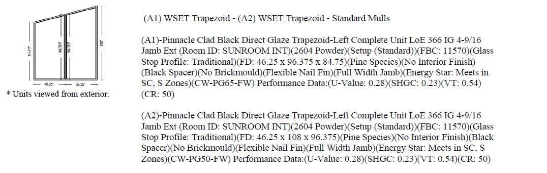 Windsor Pinnacle Clad Black Trapezoid windows