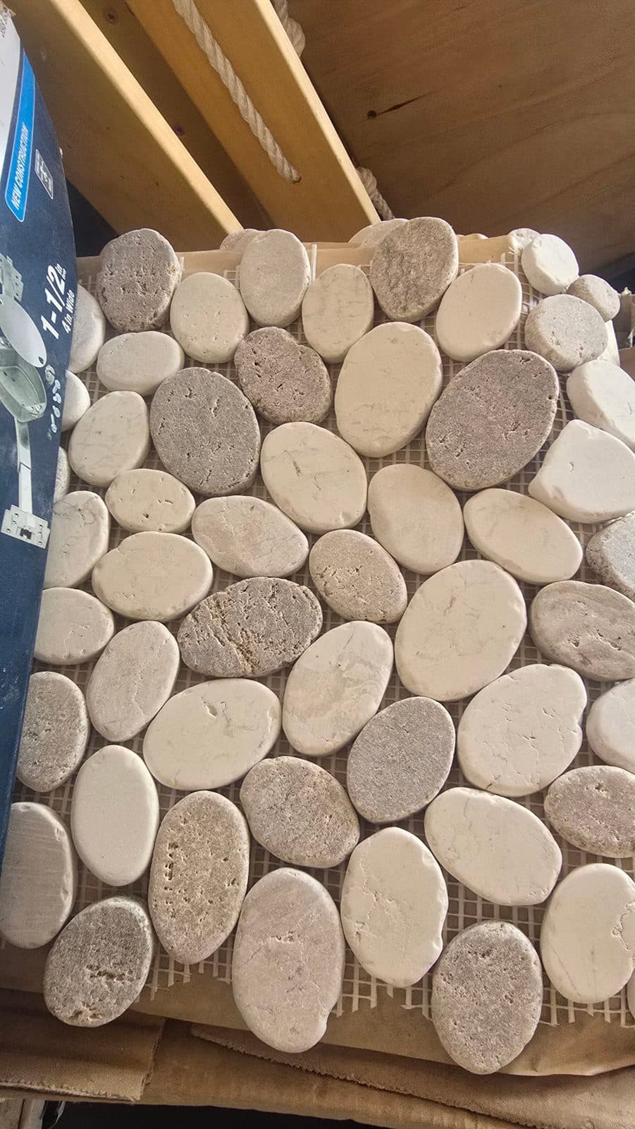 Interlocking coin stone pebble for shower 2