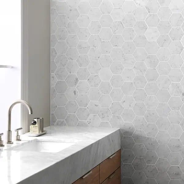 Bianco Bello 4" Honed Marble Hex Mosaic Tile — 2 Opened Boxes
