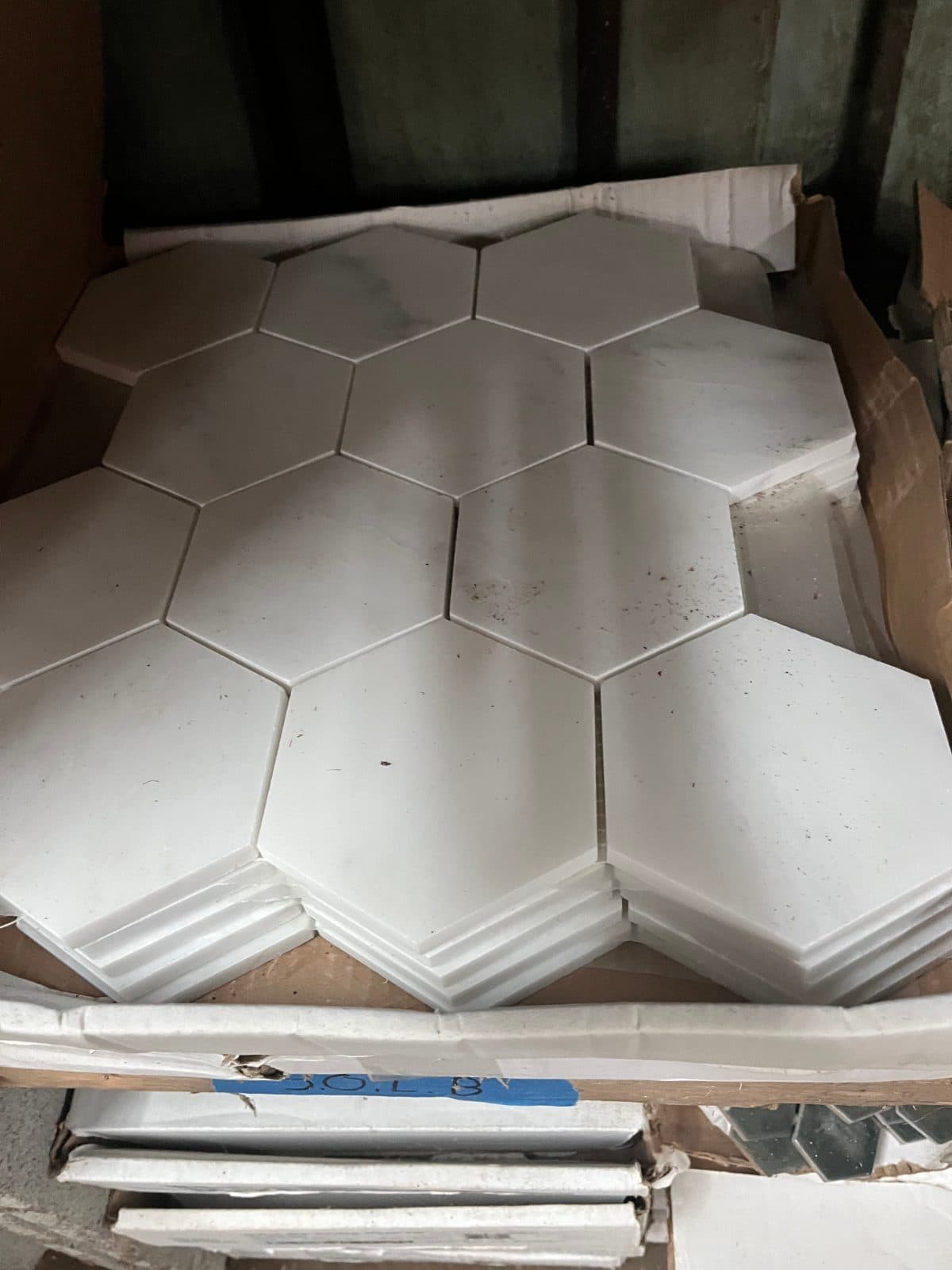 Bianco Bello 4" Honed Marble Hex Mosaic Tile — 2 Opened Boxes 2
