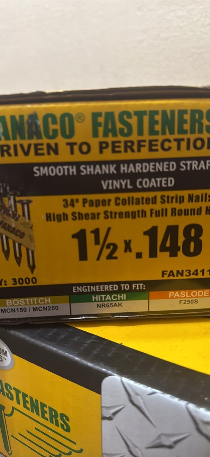 3,000 Fanaco Metal Connector Nails – 1-1/2” x .148 – 34° Collated 2