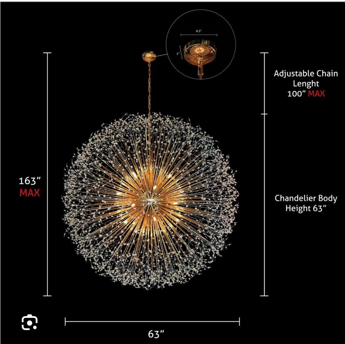 Luxe Starburst Gold Crystal Chandelier 63" Regular price $3,500.00 USD Sale price $1,900.00 USD
