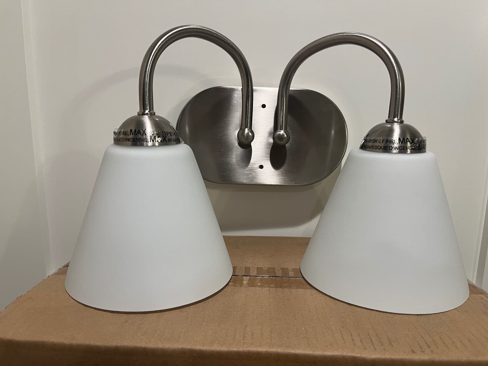 NEW 2-Light Brushed Nickel Vanity Lights – Multiple Available Brand new in box Rokinii Casa 2-Light Vanity Fixture