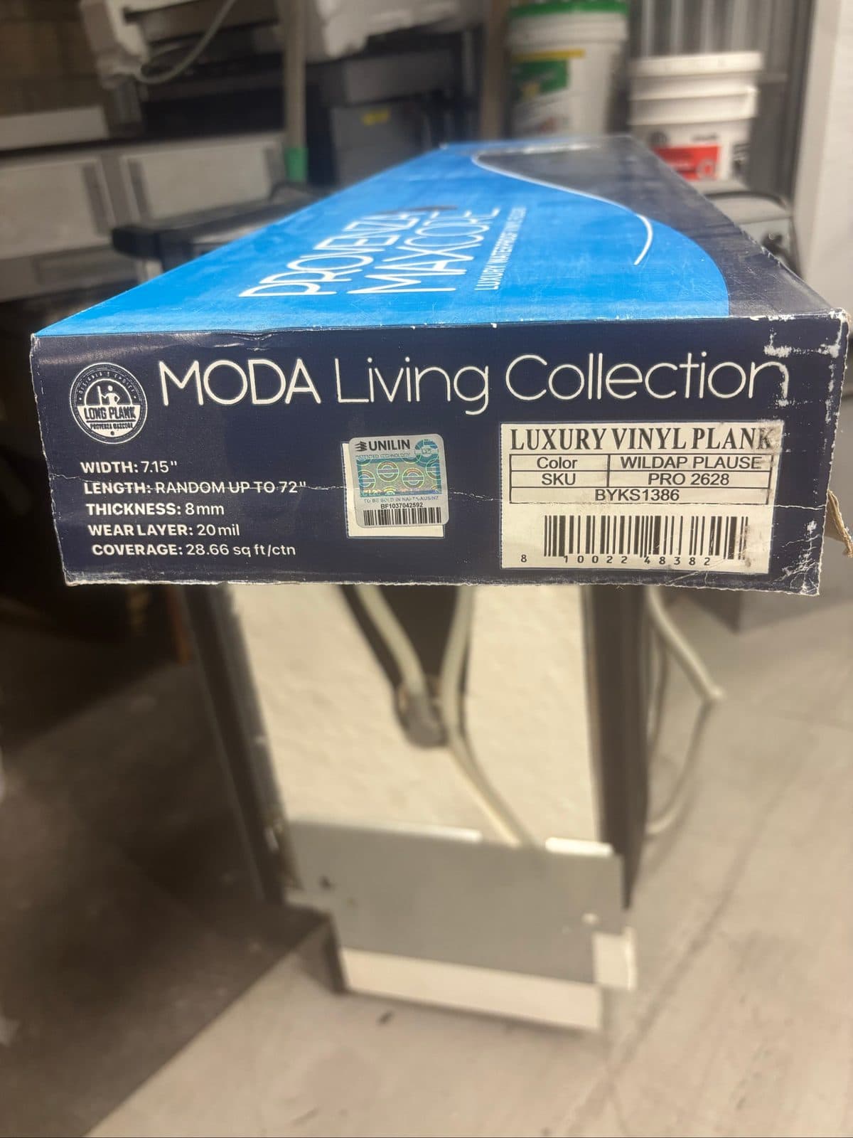 Box of Moda Living Collection Luxury Vinyl Plank Flooring