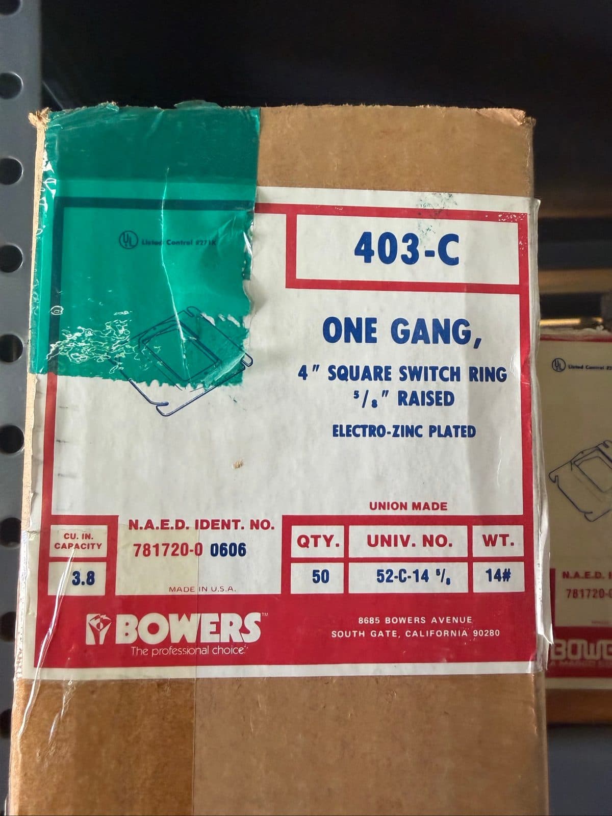 Bulk Lot Electrical Plaster Rings & Switch Rings – Bowers 4" Square (1/2", 3/4", 1-1/4" Raised) 3