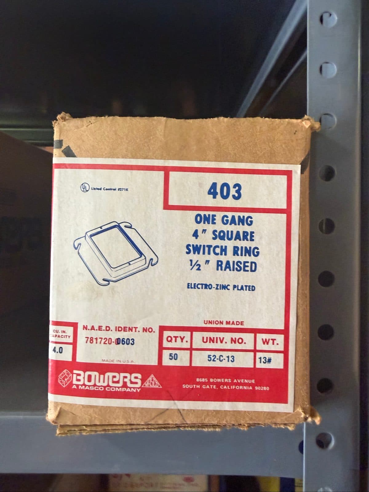 Bulk Lot Electrical Plaster Rings & Switch Rings – Bowers 4" Square (1/2", 3/4", 1-1/4" Raised) 4