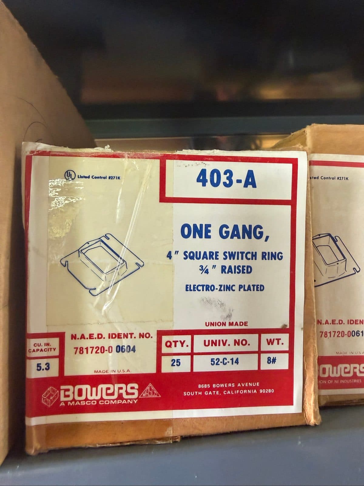 Bulk Lot Electrical Plaster Rings & Switch Rings – Bowers 4" Square (1/2", 3/4", 1-1/4" Raised) 6
