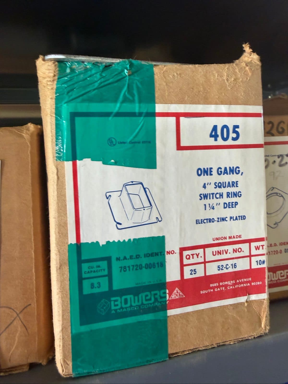 Bulk Lot Electrical Plaster Rings & Switch Rings – Bowers 4" Square (1/2", 3/4", 1-1/4" Raised) 8