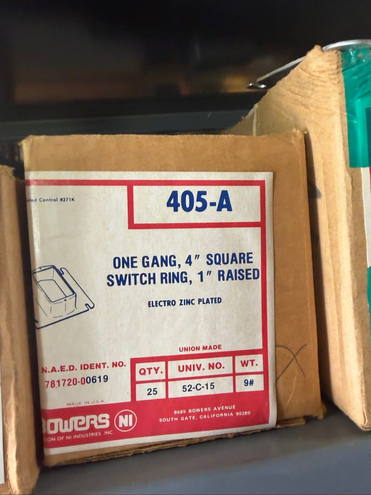 Bulk Lot Electrical Plaster Rings & Switch Rings – Bowers 4" Square (1/2", 3/4", 1-1/4" Raised) 7