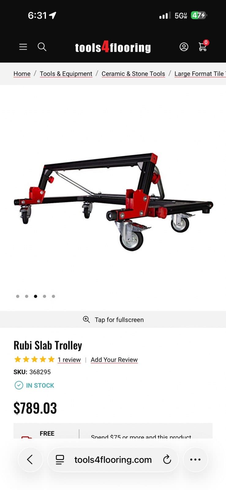 Tile & Panel Rubi Slab System Trolley For Sale, never used