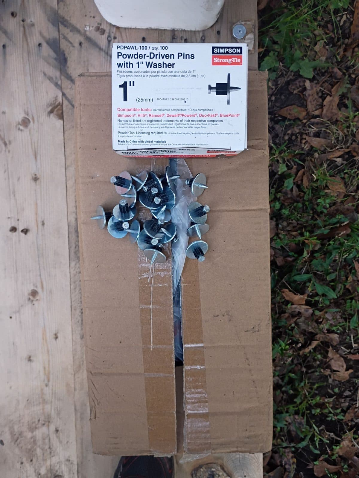 20 boxes of Powder driven pin w/1" washer