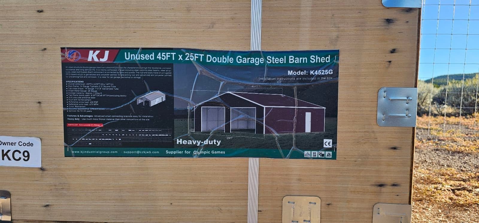 25x45 Metal Building Kit - Brand New in Crate (Shop/Garage/Barn 7