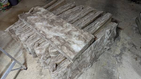 Fiberglass insulation batts, partial bag (Knauf R13, just opened) 2