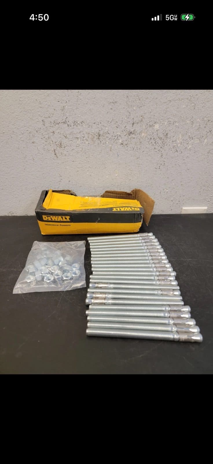 Dewalt 1/2” x 8 1/2” wedge anchors 25ct boxes