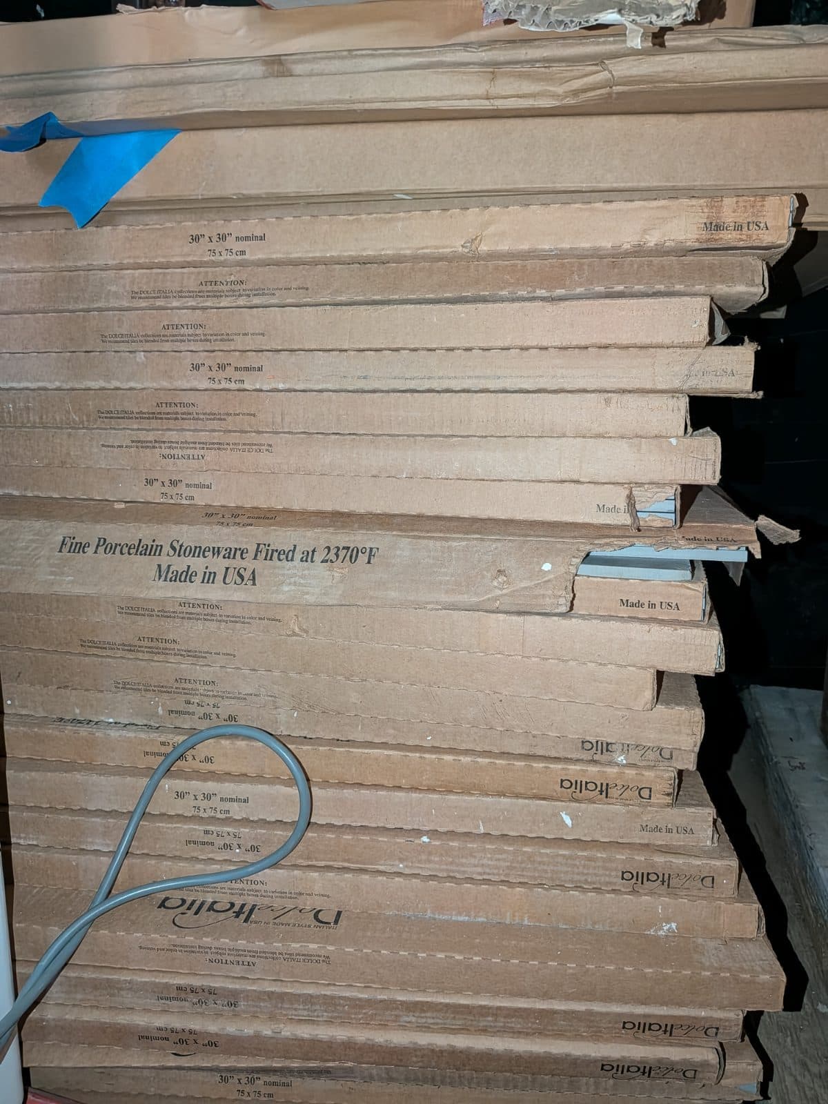 30 boxes of 30" x 30" Dolce Italia porcelain tiles manufactured in the USA 2