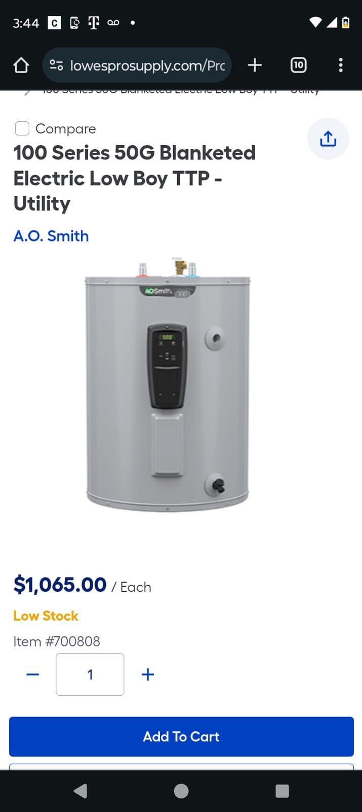 50 gal electric hot water heater