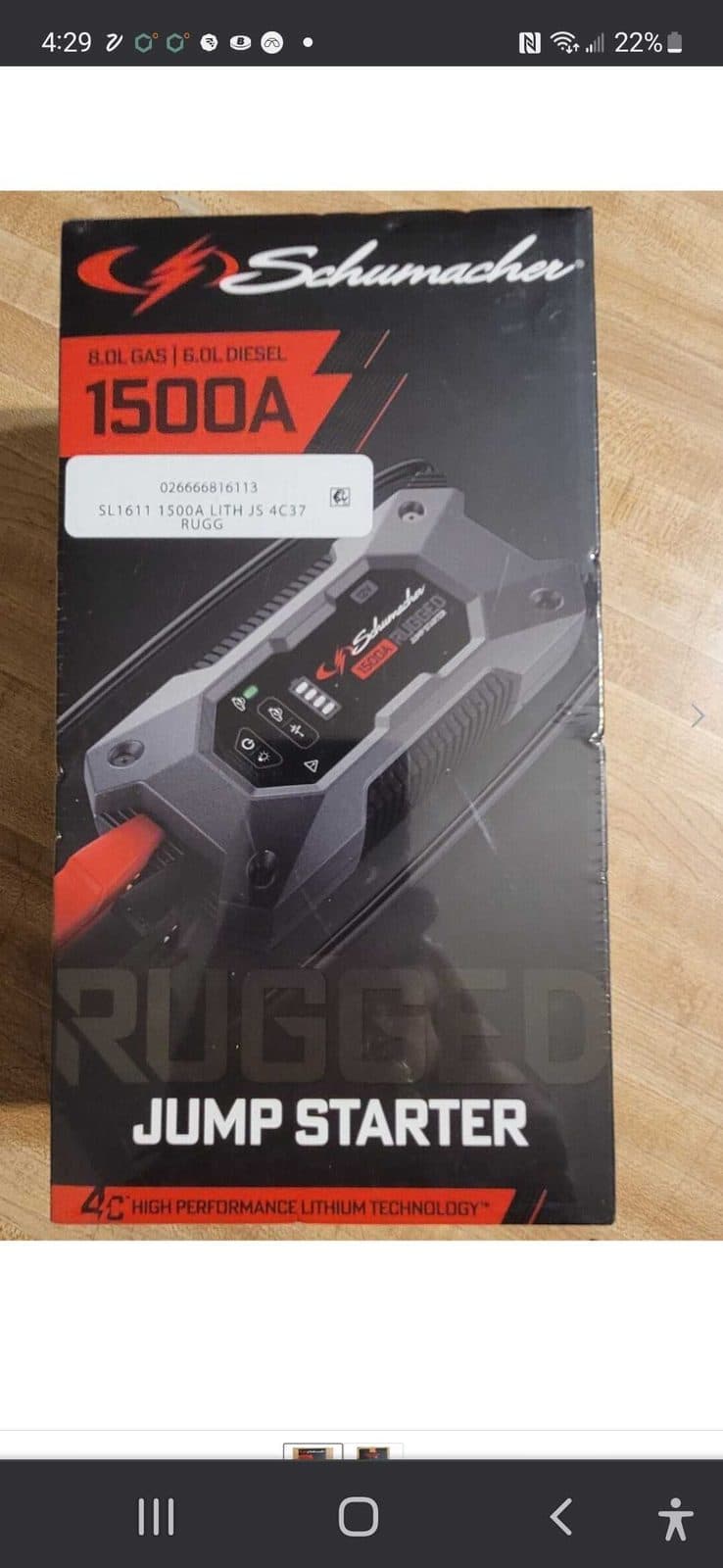 Battery jump starter schumacher 1500