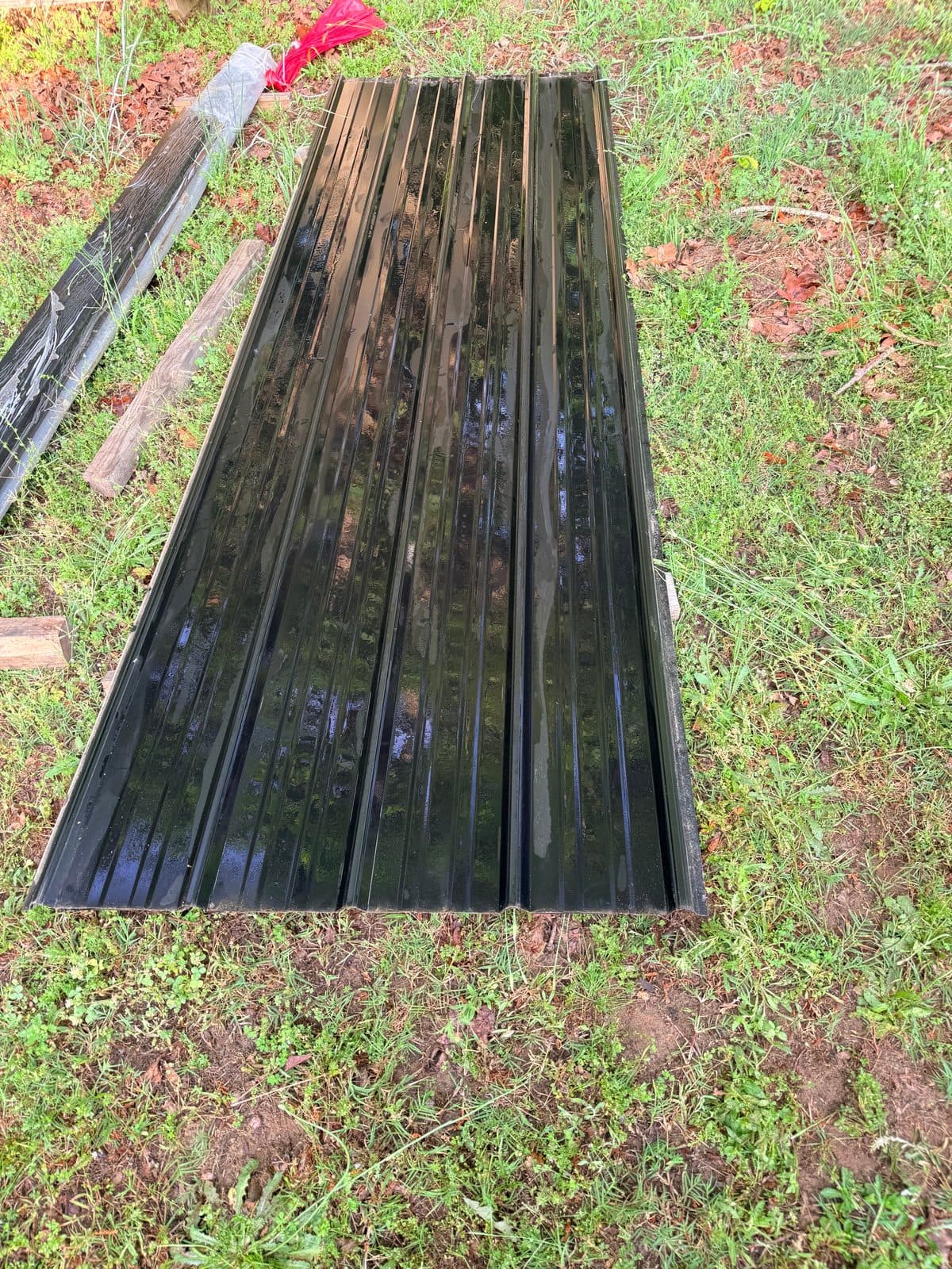 Black metal roofing