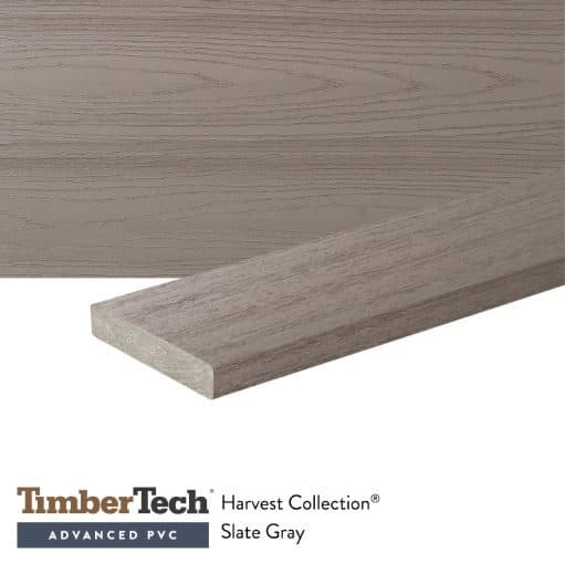 TimberTech Harvest Collection 1-inch by 6-inch by 20-foot square-edge PVC deck board in Slate Gray
