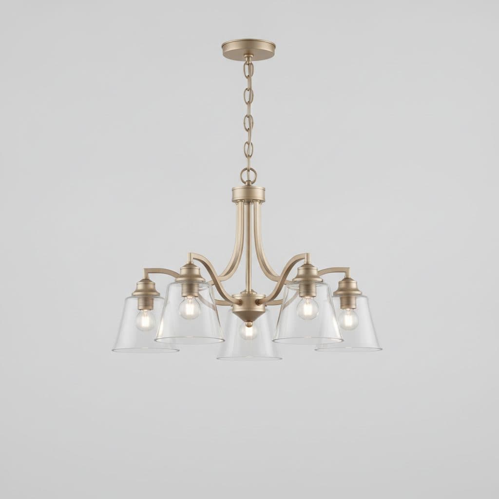 Taresa 5-Light Champagne Bronze Chandelier with Clear Glass