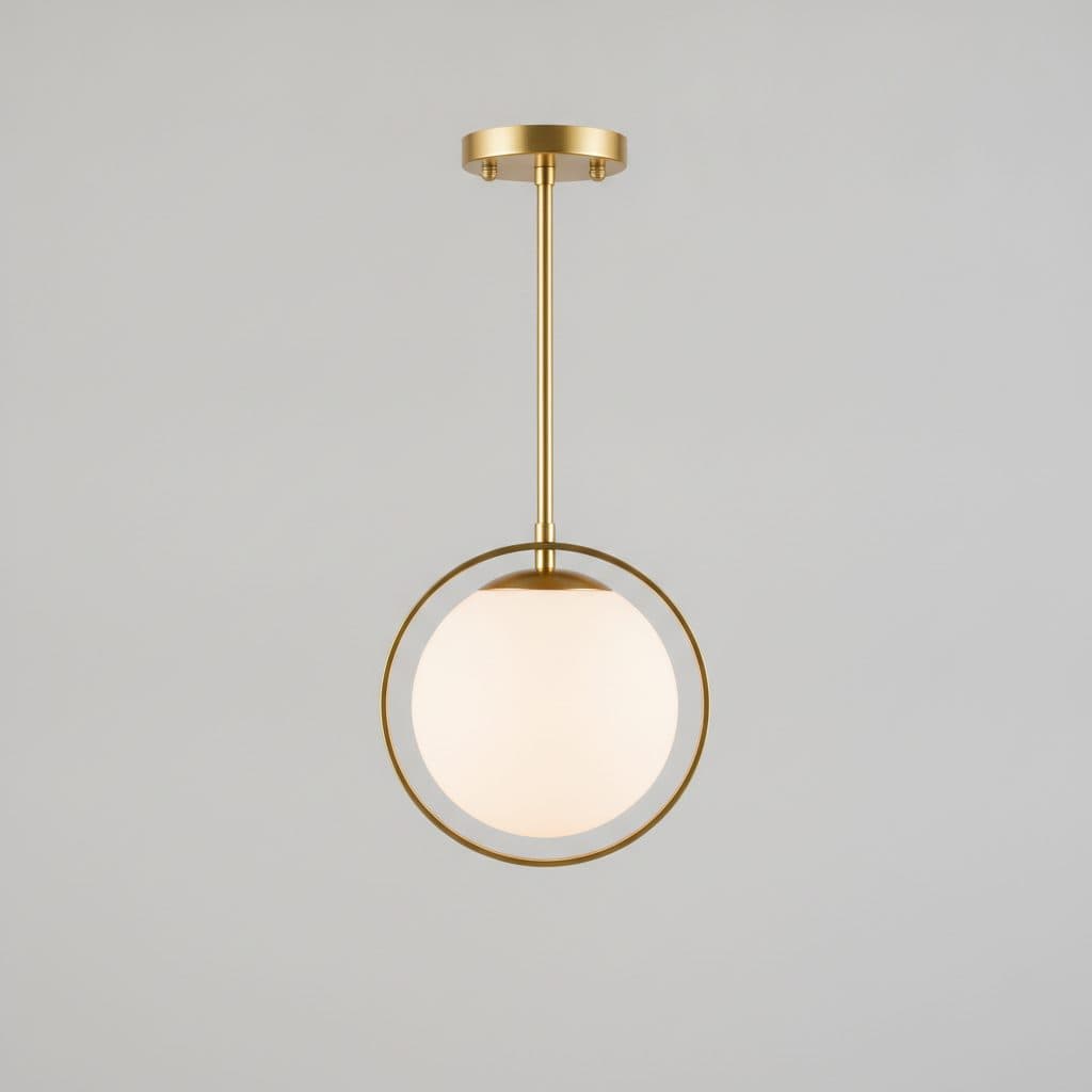 10 in. 1-Light Gold Mini Pendant with Opal Glass Globe Shade